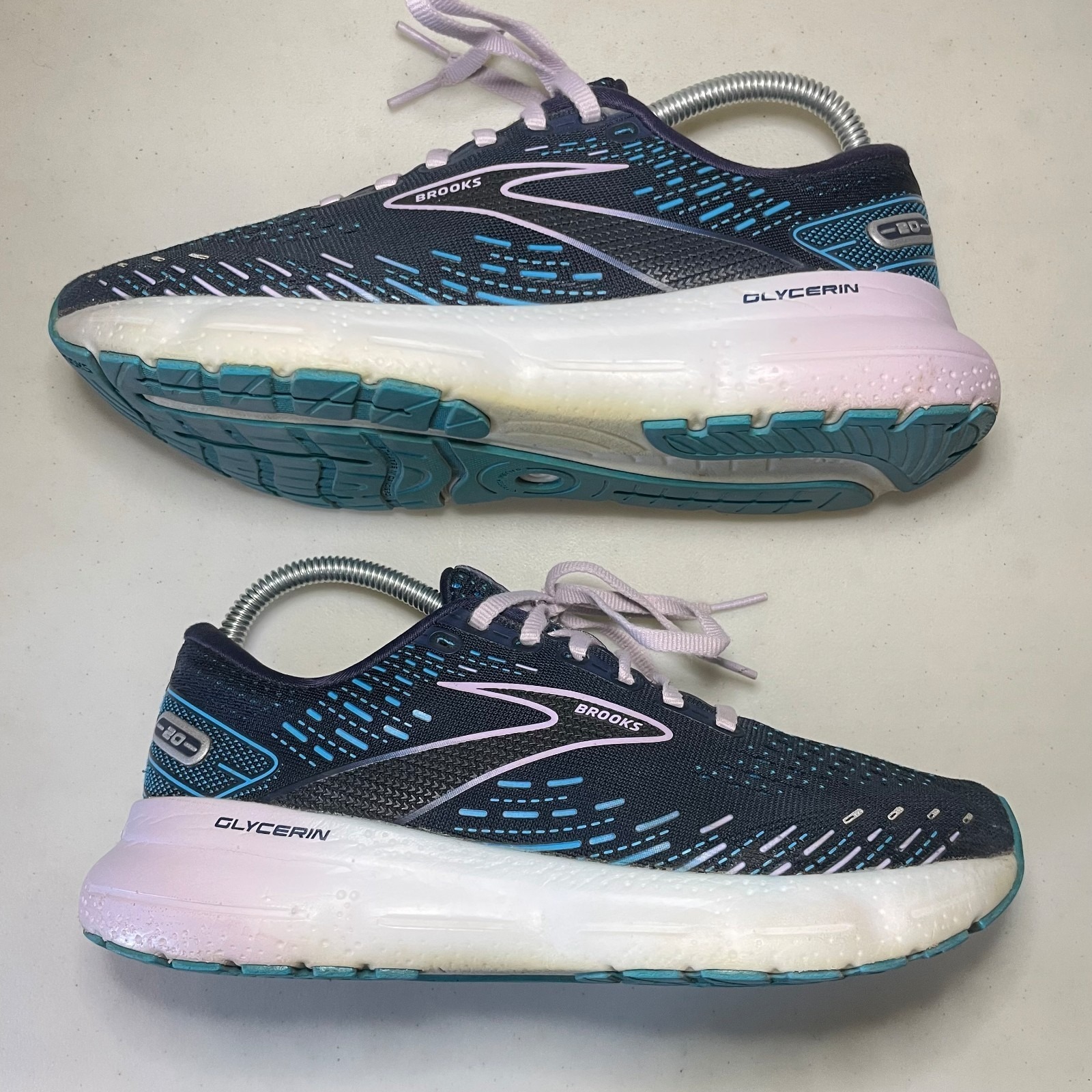 Brooks Glycerin 20 Womens Size 8.5 B Blue White Athletic Running Shoes Sneakers